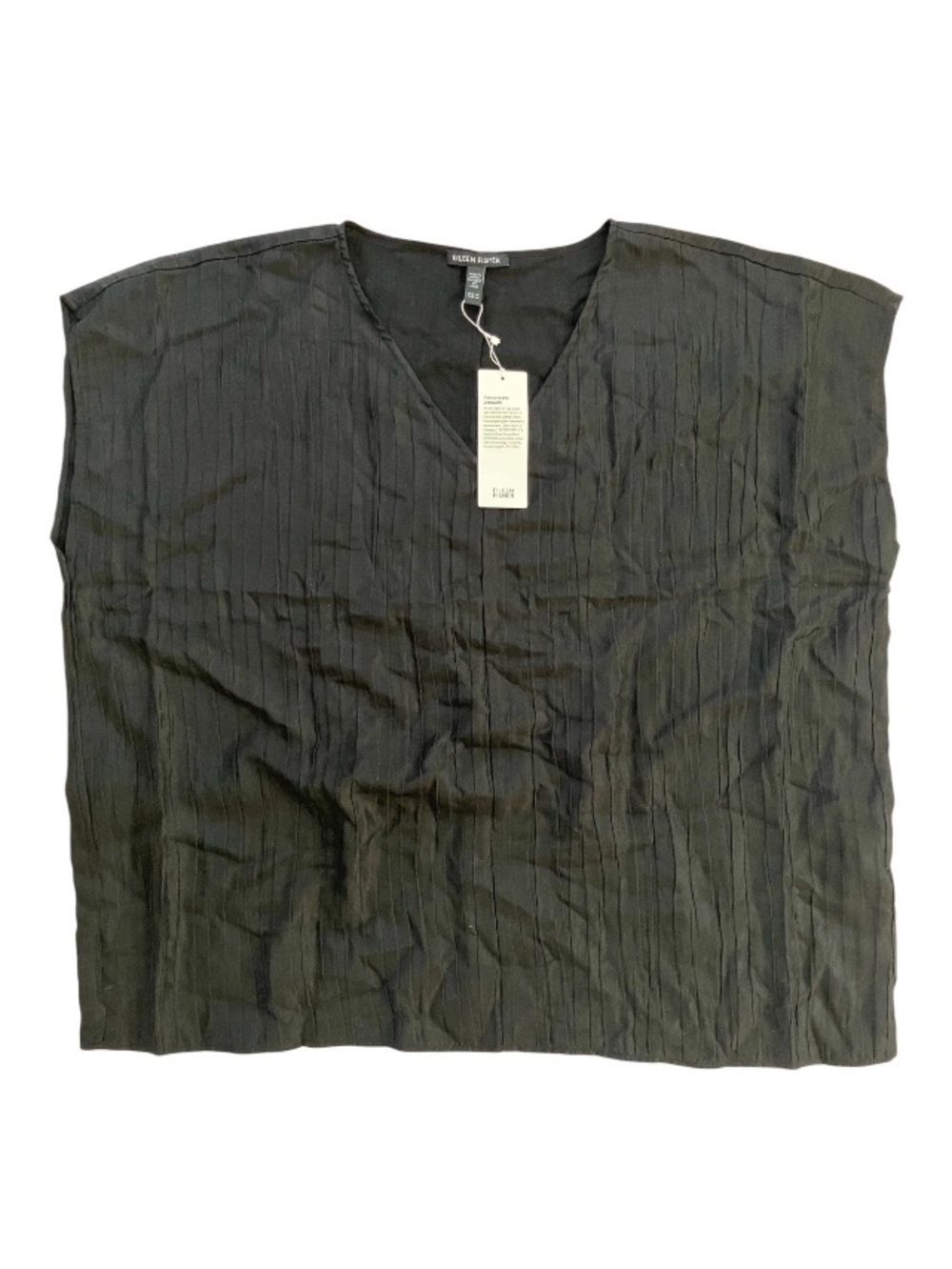 NWT EILEEN FISHER Silk Black jacquard Box Top with subtle sheen runs large Med - Picture 8 of 11